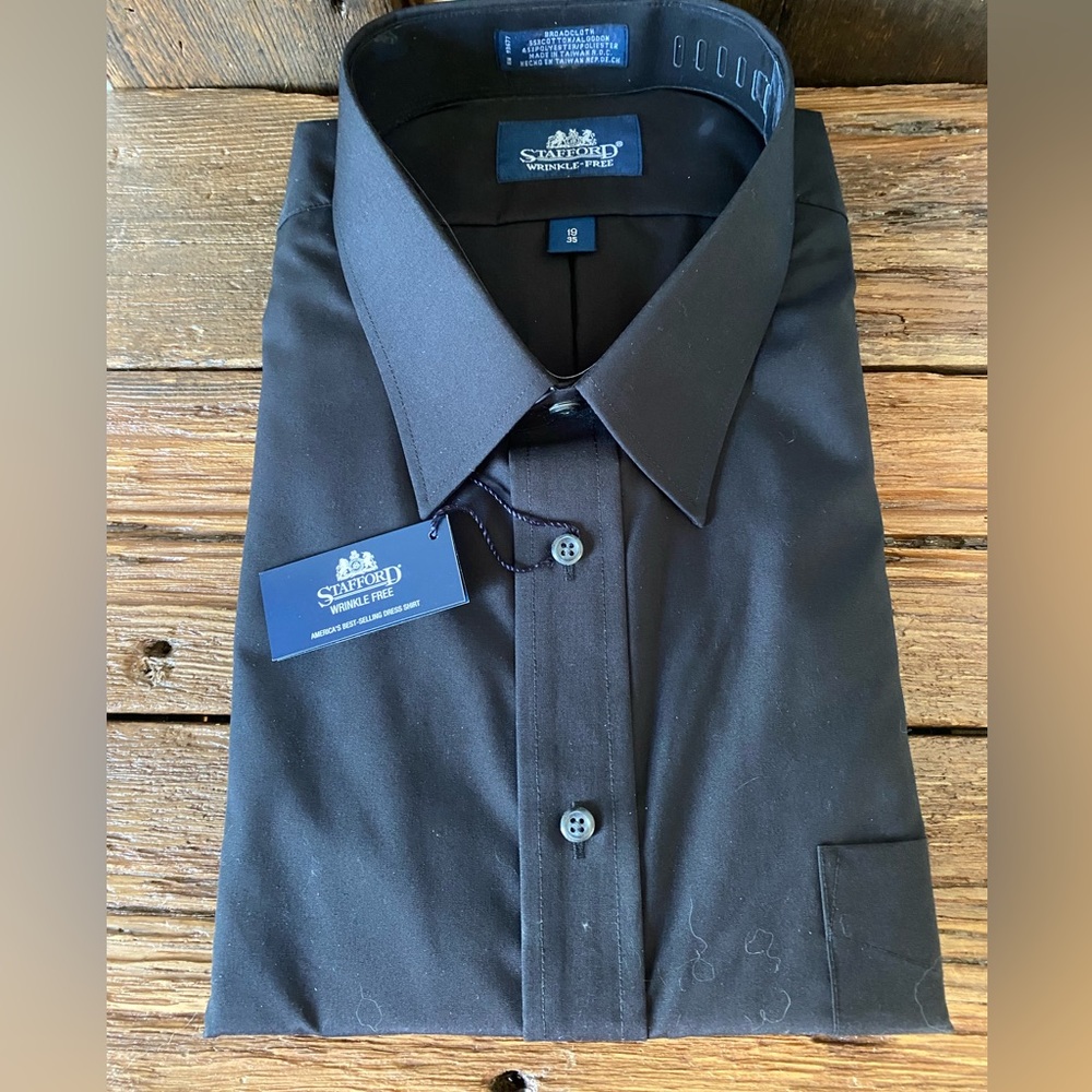 Stafford Black Wrinkle-Free Dress Shirt